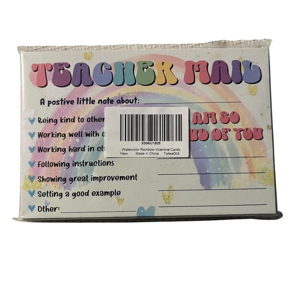 Teacher Mail Watercolor Rainbow‎ Incentive Cards Pack New School Classroom